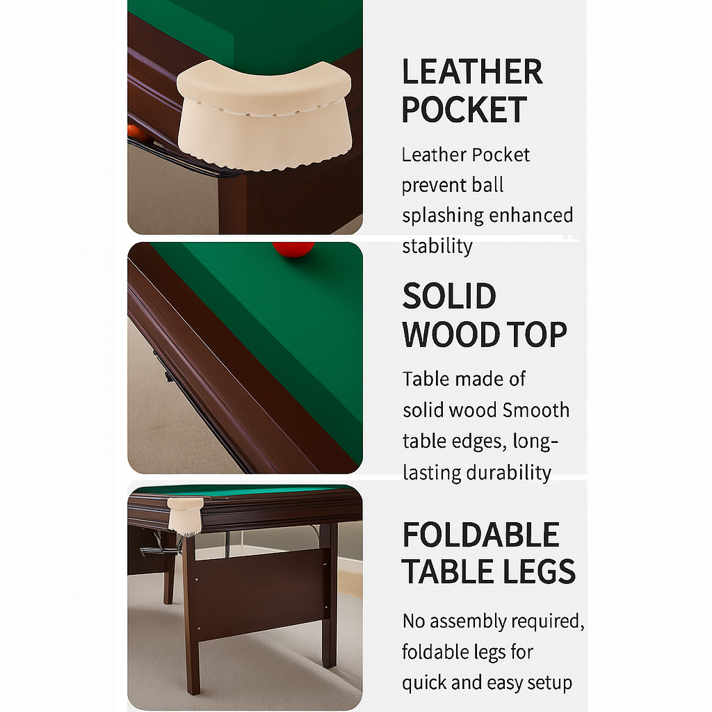 Redwick 7FT Pool Table - 3IN1 Foldable (Solid Wood)