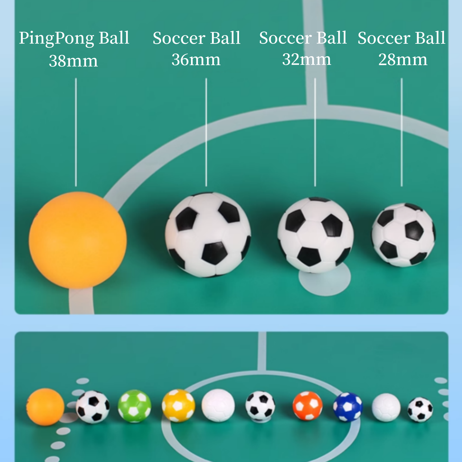 36mm Colorful Soccer Table Balls-6PCS/Set