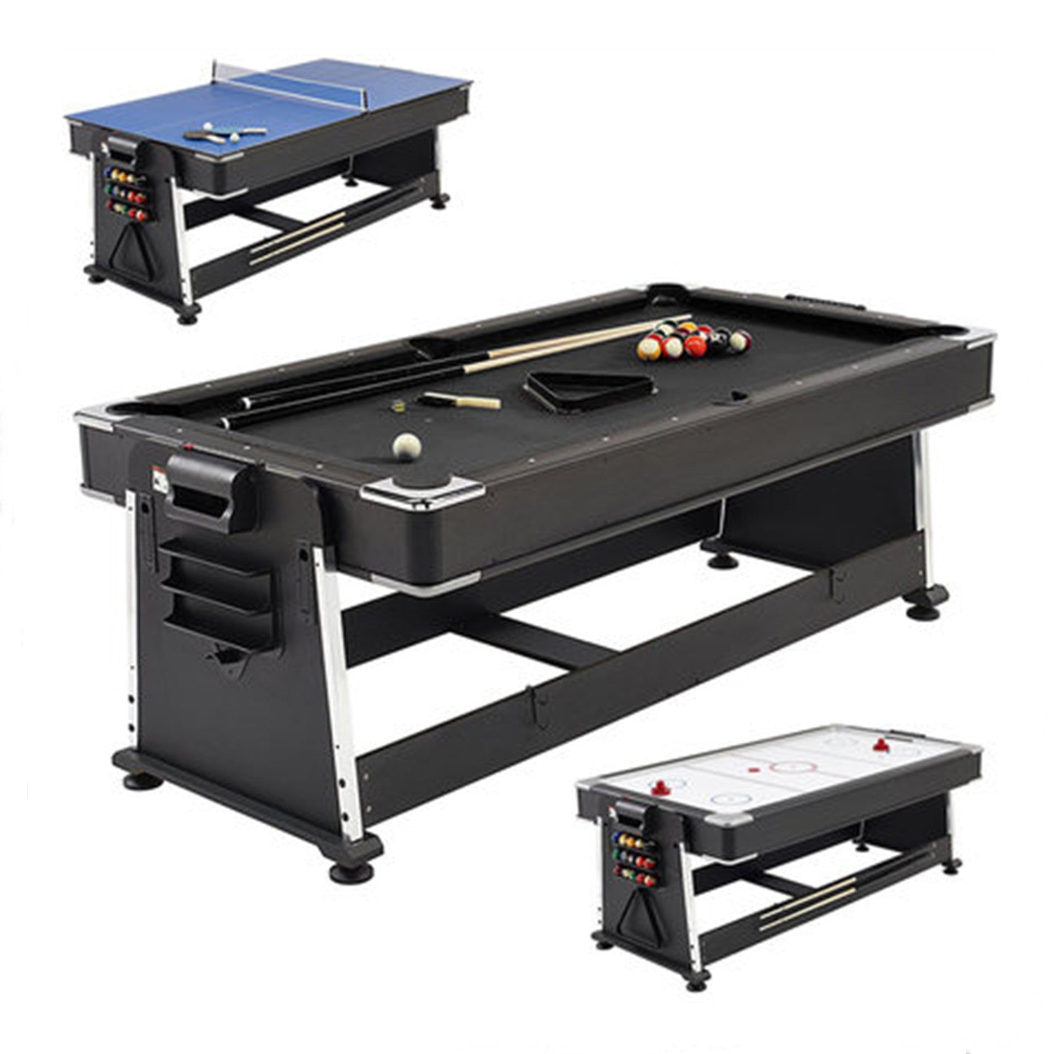 7FT 4IN1 Convertible Pool Table-Black