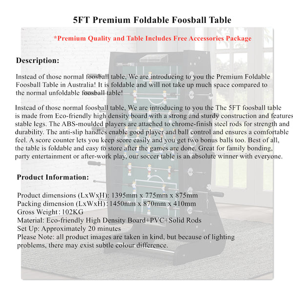 Football Conference Table 5FT Foldable Foosball Soccer Table-Black Premium Quality – Uxuan Sports