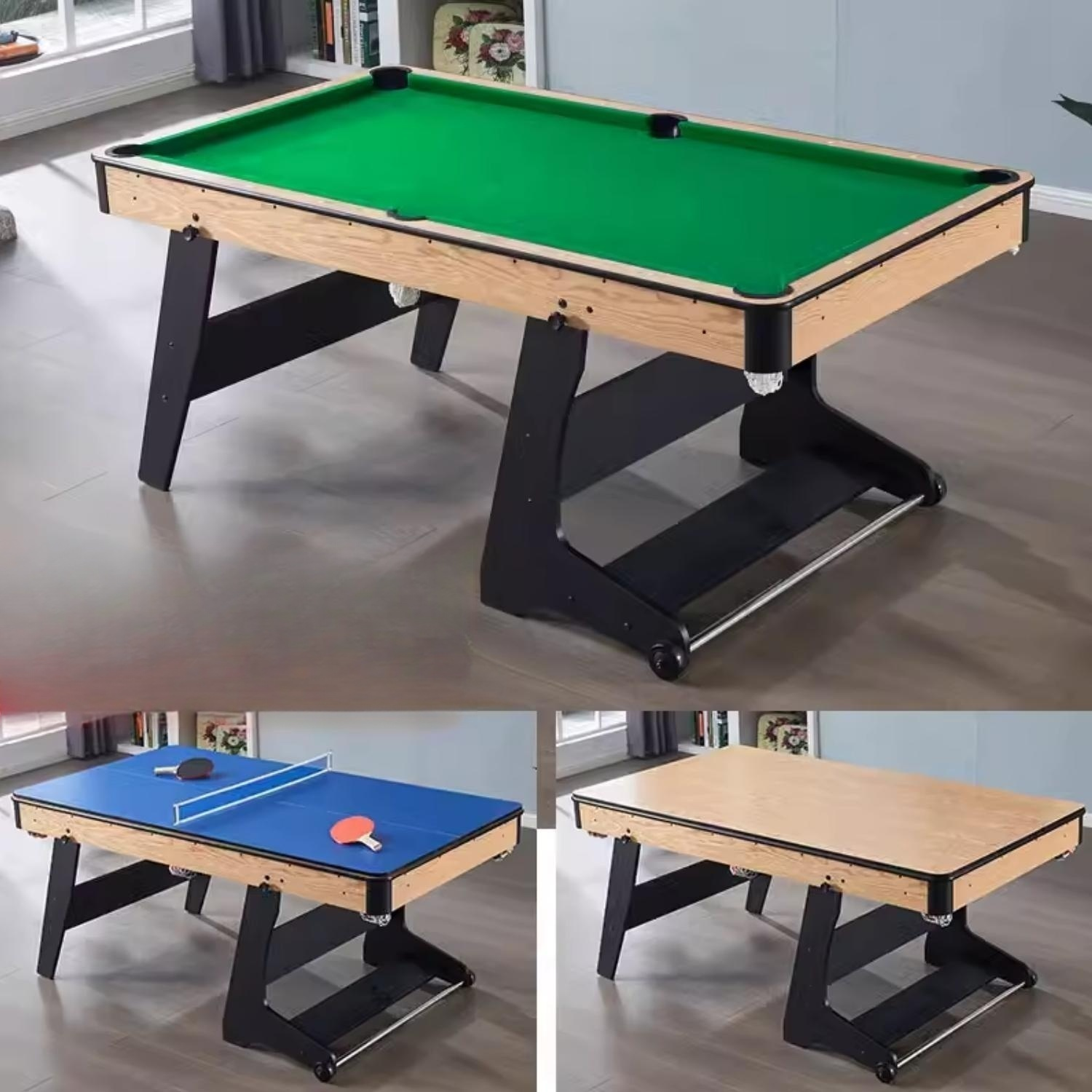 Lyle 6FT Pool Table- 3IN1 Foldable Oak