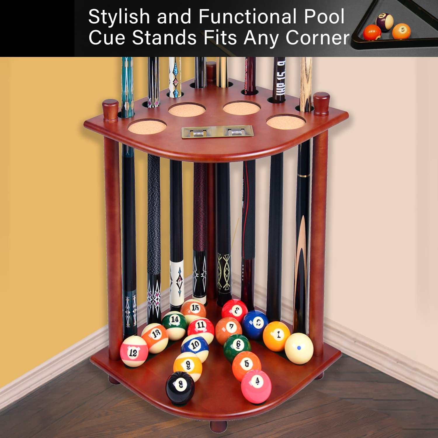 Pool Cue Rack-Solid Wood Walnut – Uxuan Sports