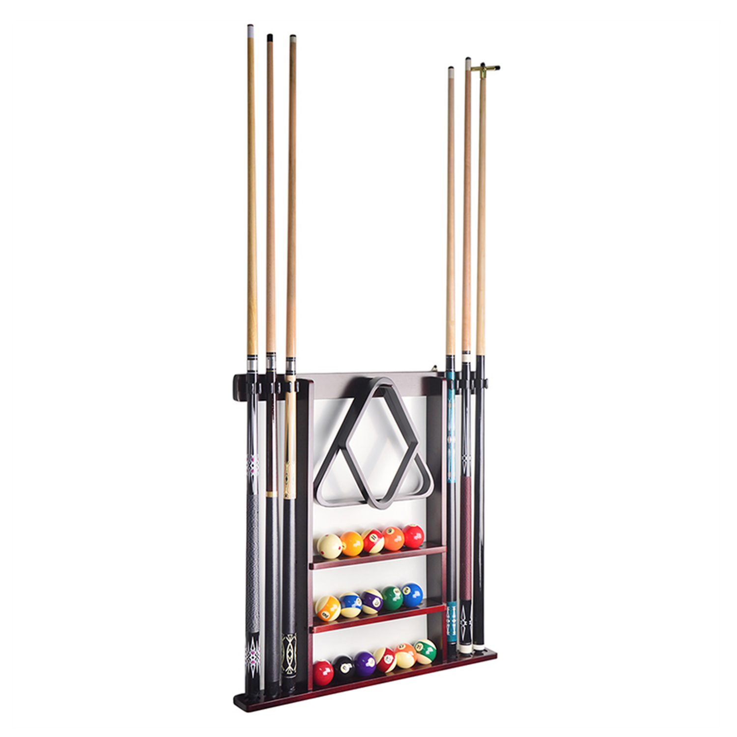 Billiard Wall Rack With 6 Holes - Solid Wood Black – Uxuan Sports
