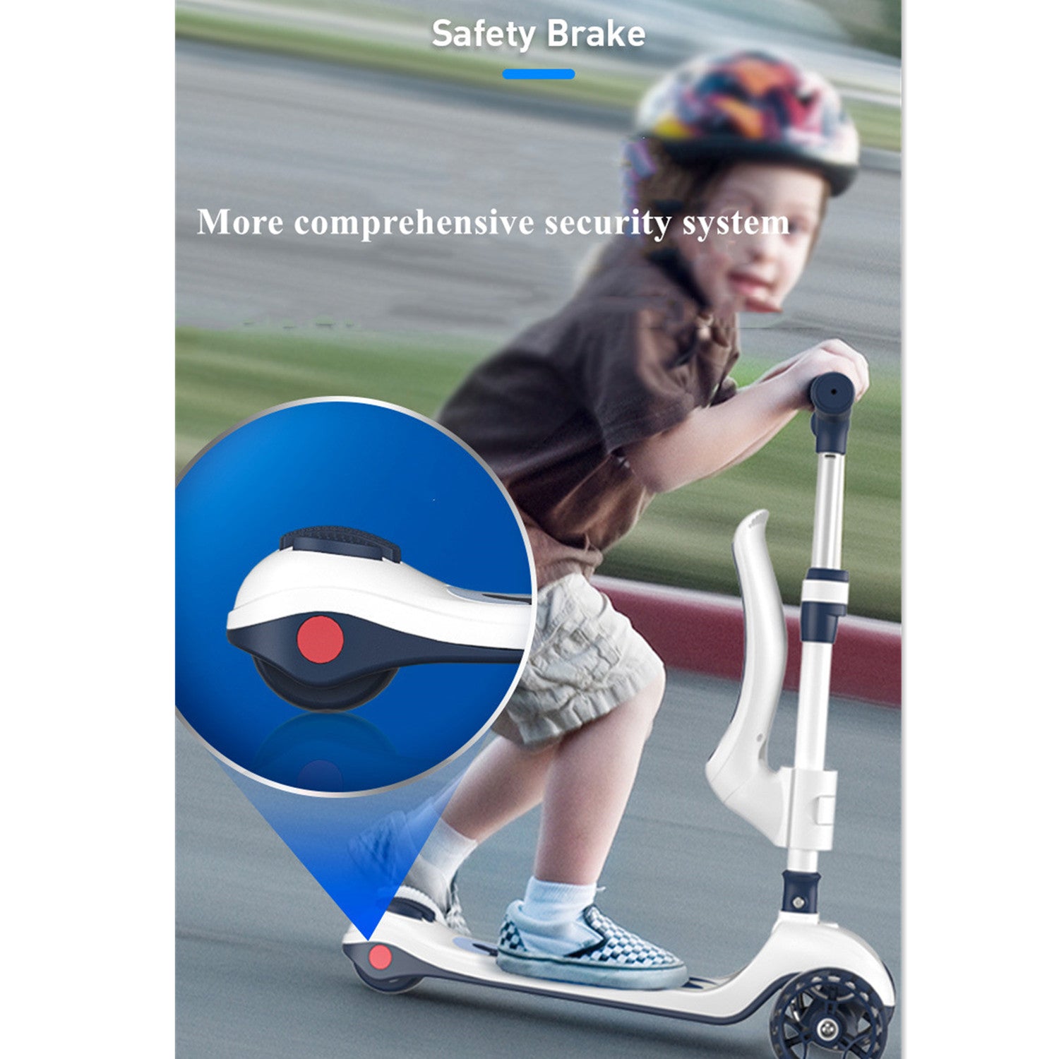 Kids Scooter 2 In 1 Foldable -White Blue Ice Cream