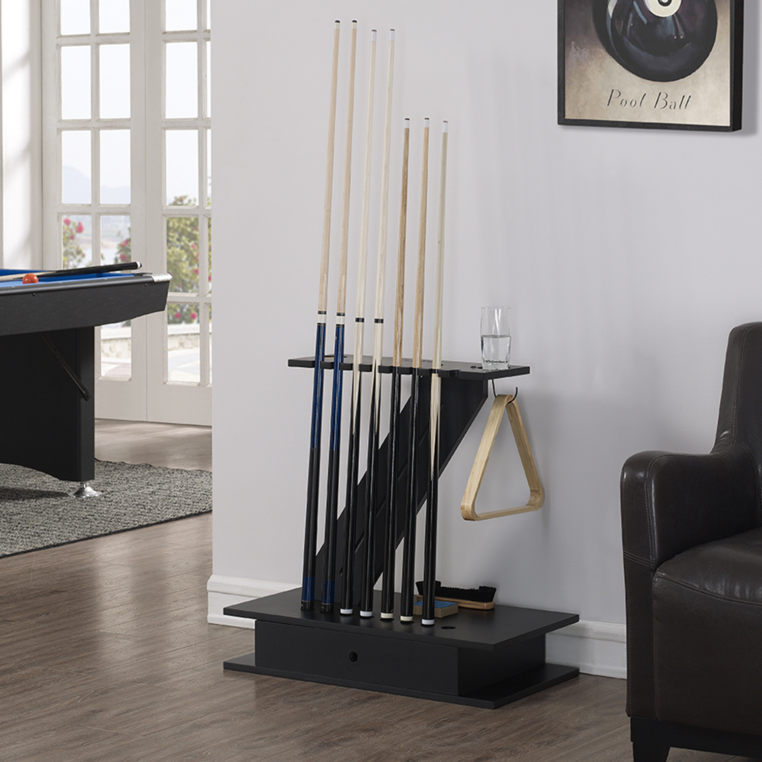 Billiard Cue Rack with Drawers-High Quality