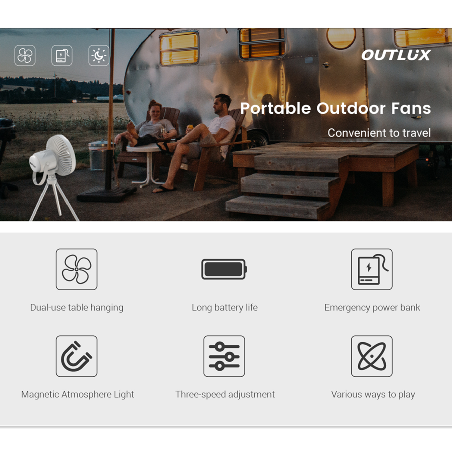 OUTLUX Multi-Function Camping Fan